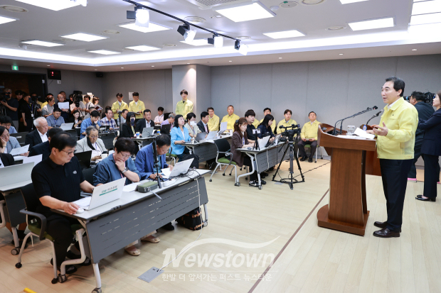 박수현 충남도지사 내포어린이병원 위탁 운영 기관 선정 기자회견(사진 / 뉴스타운)